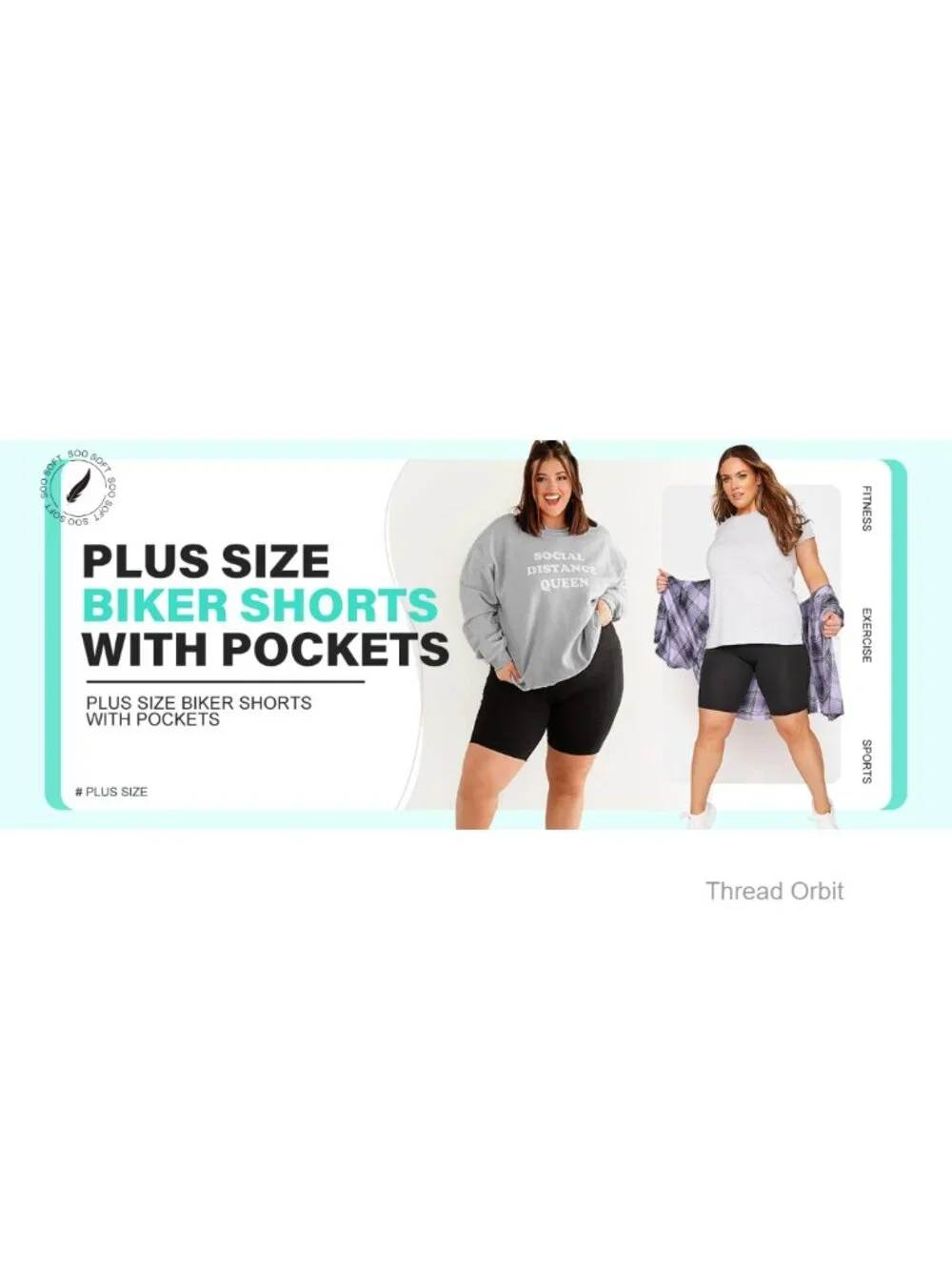 Plus Size Biker Shorts 3 Pack High Waist Tummy Control with Pockets, 8/5/3